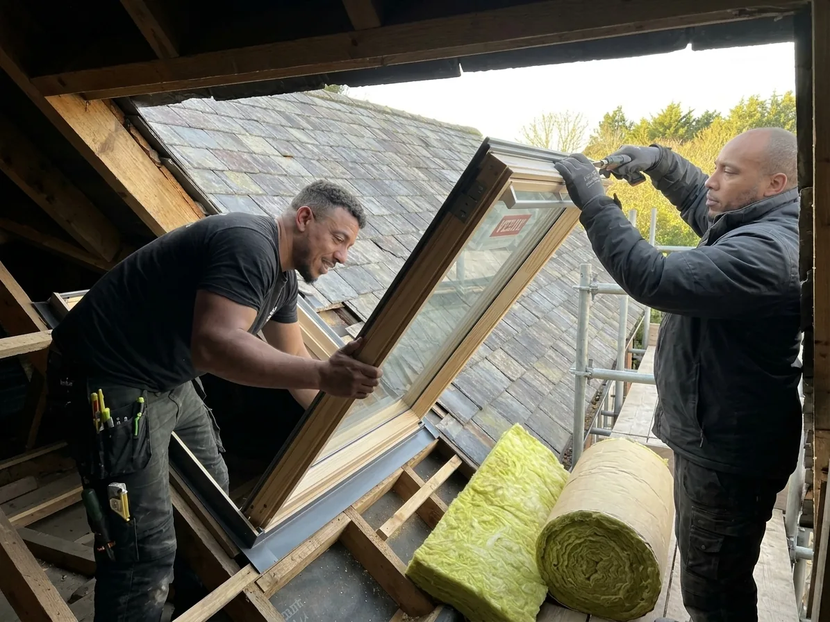Combles aménagés éclairés par des fenêtres de toit, velux